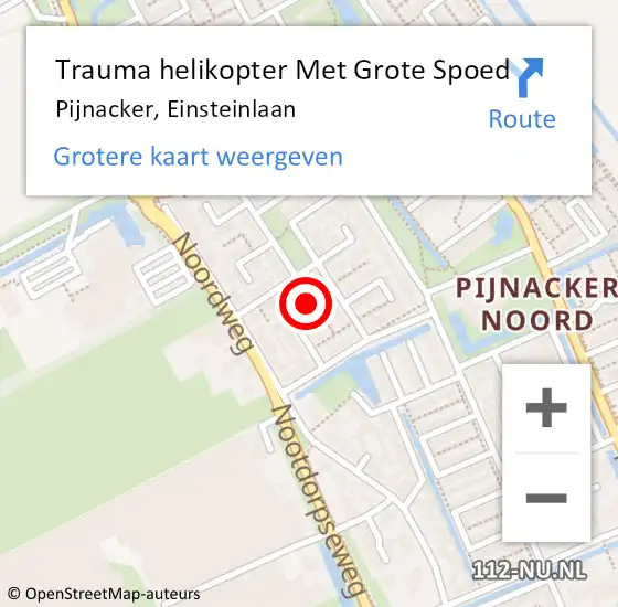 Locatie op kaart van de 112 melding: Trauma helikopter Met Grote Spoed Naar Pijnacker, Einsteinlaan op 16 juni 2022 17:57