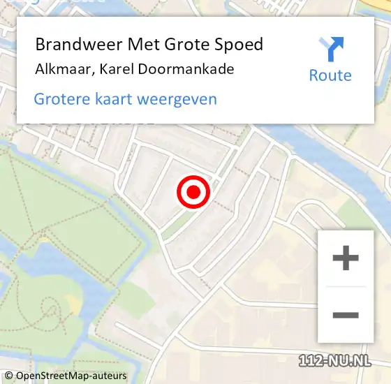 Locatie op kaart van de 112 melding: Brandweer Met Grote Spoed Naar Alkmaar, Karel Doormankade op 16 juni 2022 17:58