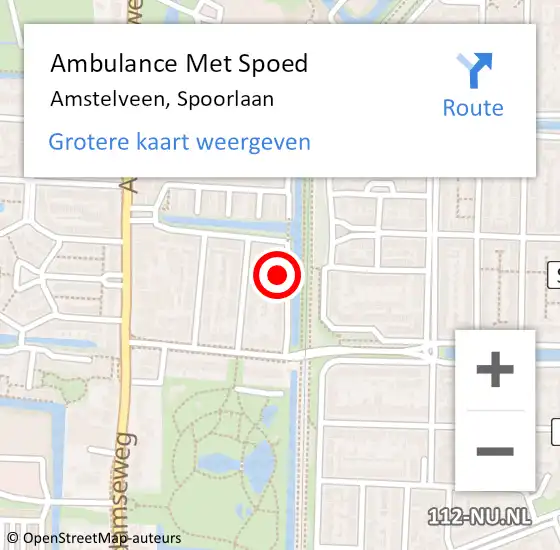 Locatie op kaart van de 112 melding: Ambulance Met Spoed Naar Amstelveen, Spoorlaan op 16 juni 2022 18:03