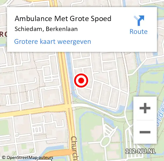 Locatie op kaart van de 112 melding: Ambulance Met Grote Spoed Naar Schiedam, Berkenlaan op 16 juni 2022 18:03