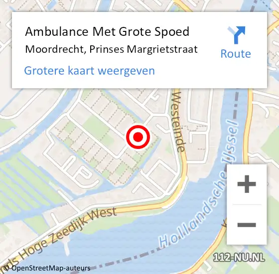 Locatie op kaart van de 112 melding: Ambulance Met Grote Spoed Naar Moordrecht, Prinses Margrietstraat op 16 juni 2022 18:20