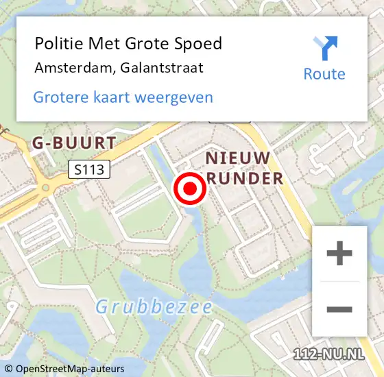 Locatie op kaart van de 112 melding: Politie Met Grote Spoed Naar Amsterdam-Zuidoost, Galantstraat op 16 juni 2022 18:32