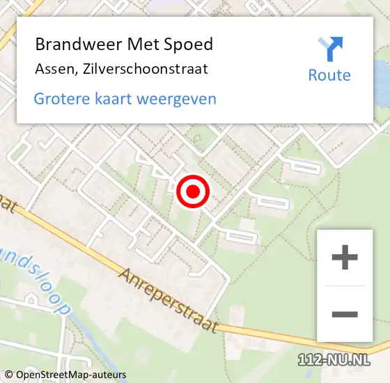 Locatie op kaart van de 112 melding: Brandweer Met Spoed Naar Assen, Zilverschoonstraat op 16 juni 2022 18:49