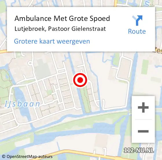 Locatie op kaart van de 112 melding: Ambulance Met Grote Spoed Naar Lutjebroek, Pastoor Gielenstraat op 16 juni 2022 18:57