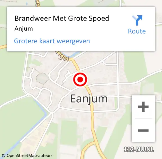 Locatie op kaart van de 112 melding: Brandweer Met Grote Spoed Naar Anjum op 16 juni 2022 19:01