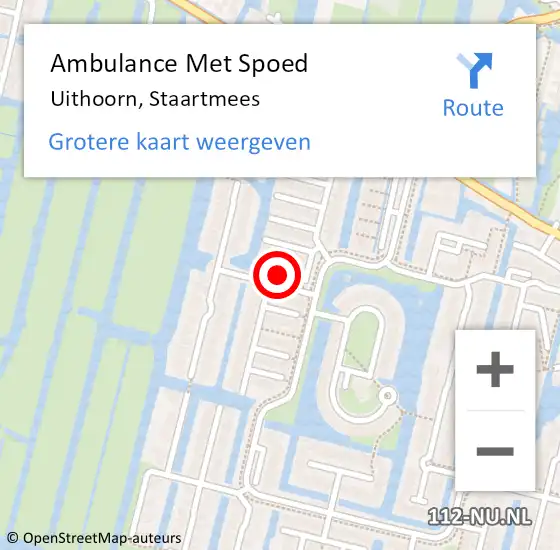 Locatie op kaart van de 112 melding: Ambulance Met Spoed Naar Uithoorn, Staartmees op 16 juni 2022 19:02