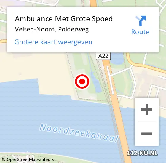 Locatie op kaart van de 112 melding: Ambulance Met Grote Spoed Naar Velsen-Noord, Polderweg op 16 juni 2022 19:05