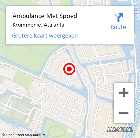 Locatie op kaart van de 112 melding: Ambulance Met Spoed Naar Krommenie, Atalanta op 16 juni 2022 19:09