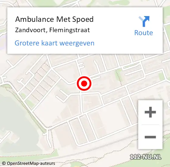 Locatie op kaart van de 112 melding: Ambulance Met Spoed Naar Zandvoort, Flemingstraat op 16 juni 2022 19:14