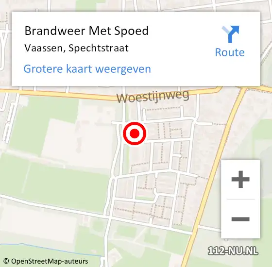 Locatie op kaart van de 112 melding: Brandweer Met Spoed Naar Vaassen, Spechtstraat op 16 juni 2022 19:16