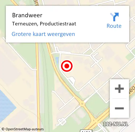 Locatie op kaart van de 112 melding: Brandweer Terneuzen, Productiestraat op 16 juni 2022 19:30