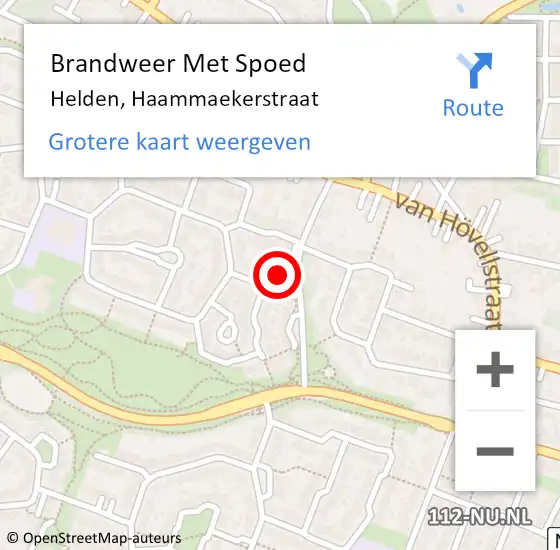 Locatie op kaart van de 112 melding: Brandweer Met Spoed Naar Helden, Haammaekerstraat op 16 juni 2022 19:44