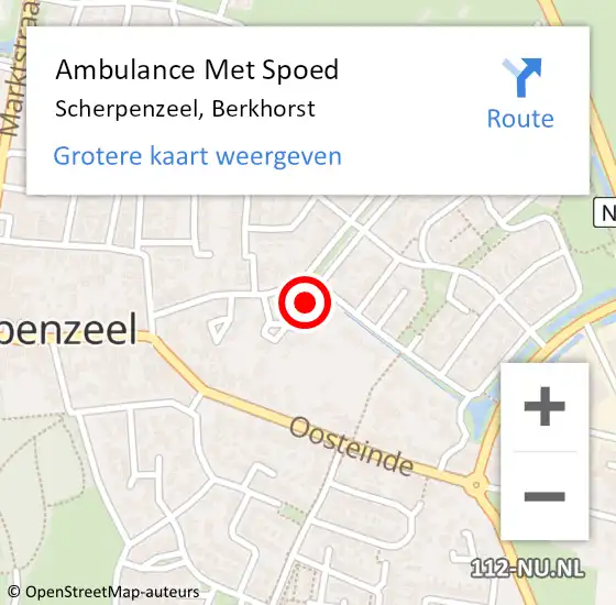 Locatie op kaart van de 112 melding: Ambulance Met Spoed Naar Scherpenzeel, Berkhorst op 16 juni 2022 19:49