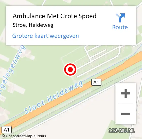 Locatie op kaart van de 112 melding: Ambulance Met Grote Spoed Naar Stroe, Heideweg op 16 juni 2022 19:57