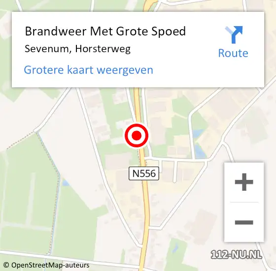 Locatie op kaart van de 112 melding: Brandweer Met Grote Spoed Naar Sevenum, Horsterweg op 16 juni 2022 20:05