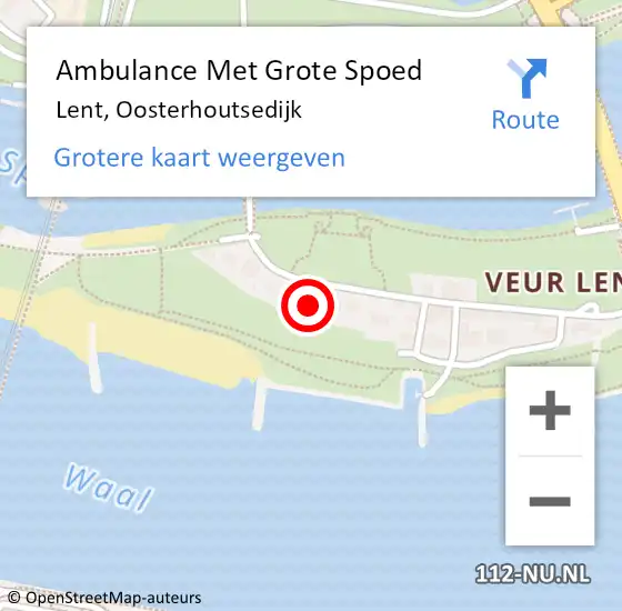 Locatie op kaart van de 112 melding: Ambulance Met Grote Spoed Naar Lent, Oosterhoutsedijk op 16 juni 2022 20:16