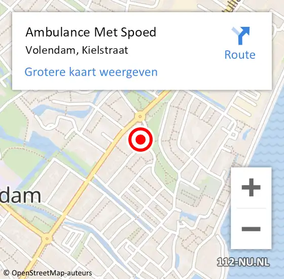 Locatie op kaart van de 112 melding: Ambulance Met Spoed Naar Volendam, Kielstraat op 16 juni 2022 20:26