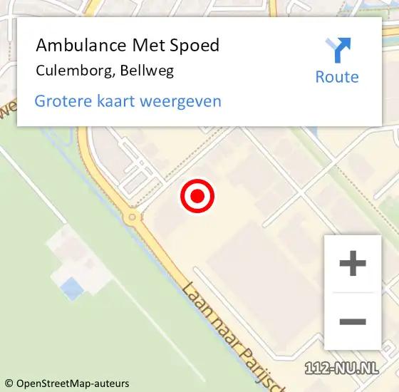 Locatie op kaart van de 112 melding: Ambulance Met Spoed Naar Culemborg, Bellweg op 16 juni 2022 20:35