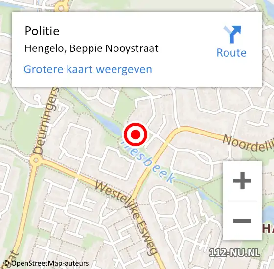 Locatie op kaart van de 112 melding: Politie Hengelo, Beppie Nooystraat op 16 juni 2022 20:43