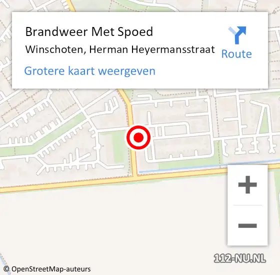 Locatie op kaart van de 112 melding: Brandweer Met Spoed Naar Winschoten, Herman Heyermansstraat op 16 juni 2022 20:47
