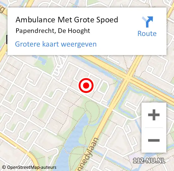 Locatie op kaart van de 112 melding: Ambulance Met Grote Spoed Naar Papendrecht, De Hooght op 16 juni 2022 21:10