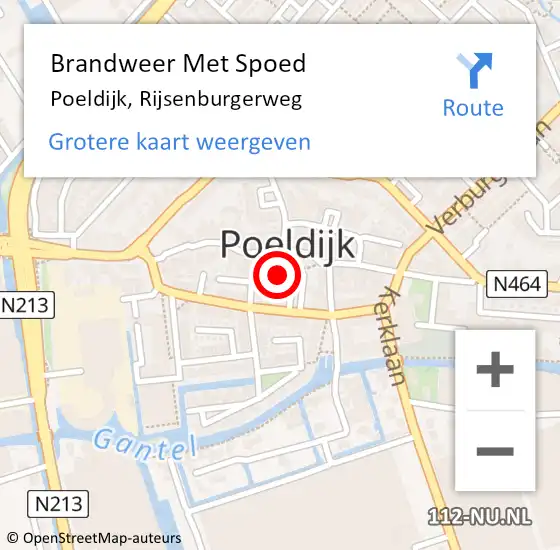 Locatie op kaart van de 112 melding: Brandweer Met Spoed Naar Poeldijk, Rijsenburgerweg op 16 juni 2022 21:11