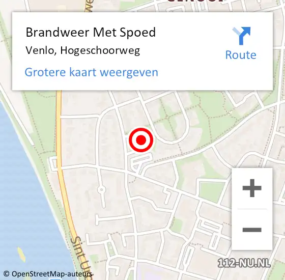 Locatie op kaart van de 112 melding: Brandweer Met Spoed Naar Venlo, Hogeschoorweg op 16 juni 2022 21:42