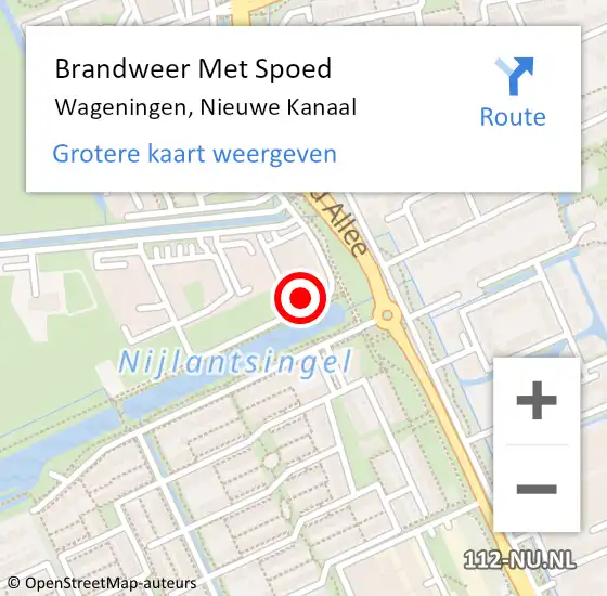 Locatie op kaart van de 112 melding: Brandweer Met Spoed Naar Wageningen, Nieuwe Kanaal op 16 juni 2022 21:56