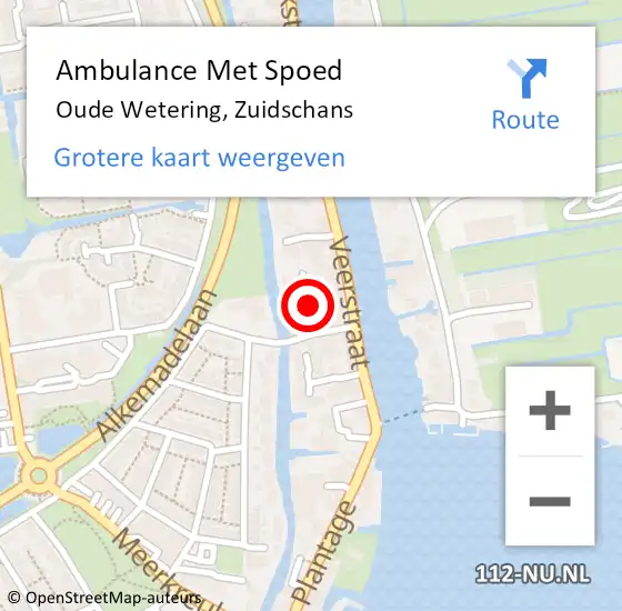 Locatie op kaart van de 112 melding: Ambulance Met Spoed Naar Oude Wetering, Zuidschans op 16 juni 2022 22:20