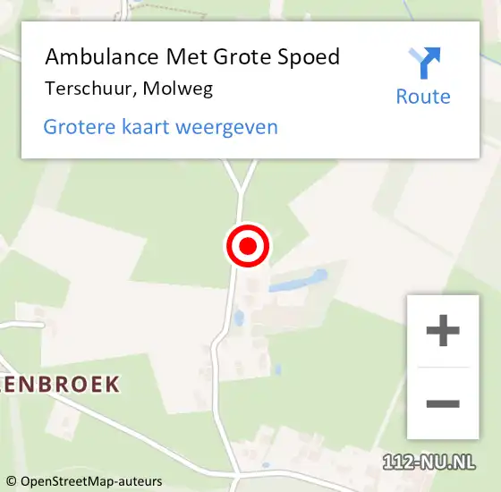 Locatie op kaart van de 112 melding: Ambulance Met Grote Spoed Naar Terschuur, Molweg op 16 juni 2022 22:39