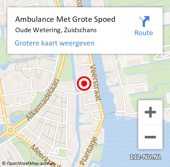 Locatie op kaart van de 112 melding: Ambulance Met Grote Spoed Naar Oude Wetering, Zuidschans op 16 juni 2022 22:44