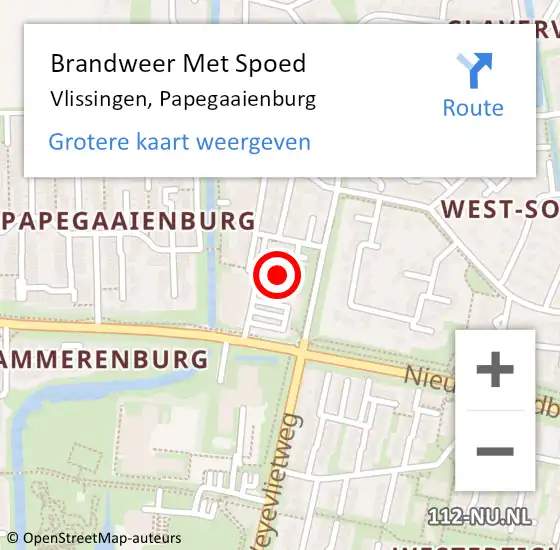 Locatie op kaart van de 112 melding: Brandweer Met Spoed Naar Vlissingen, Papegaaienburg op 16 juni 2022 22:50