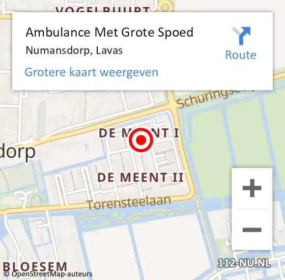 Locatie op kaart van de 112 melding: Ambulance Met Grote Spoed Naar Numansdorp, Lavas op 16 juni 2022 22:50