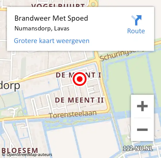 Locatie op kaart van de 112 melding: Brandweer Met Spoed Naar Numansdorp, Lavas op 16 juni 2022 22:51