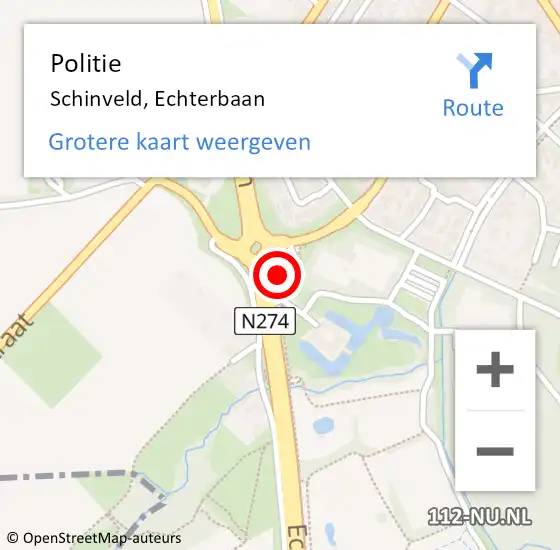 Locatie op kaart van de 112 melding: Politie Schinveld, Echterbaan op 16 juni 2022 23:03