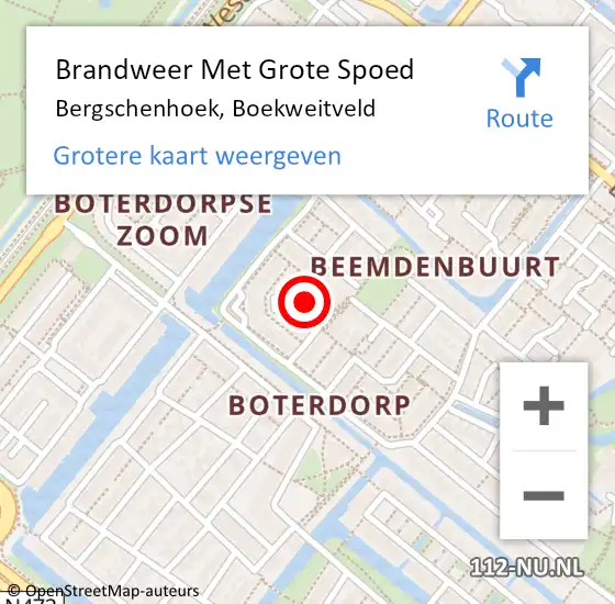 Locatie op kaart van de 112 melding: Brandweer Met Grote Spoed Naar Bergschenhoek, Boekweitveld op 16 juni 2022 23:04