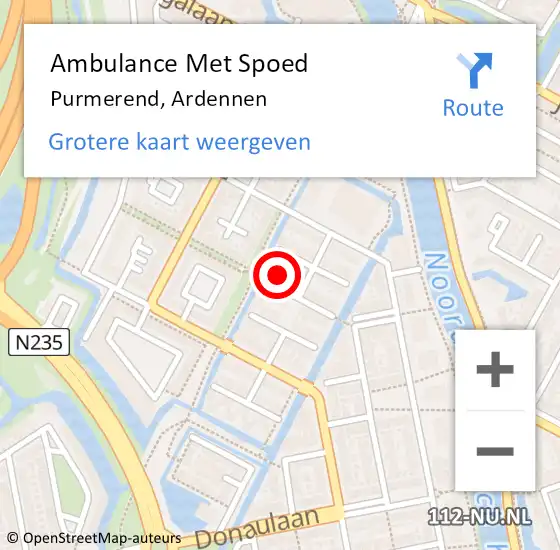 Locatie op kaart van de 112 melding: Ambulance Met Spoed Naar Purmerend, Ardennen op 16 juni 2022 23:35