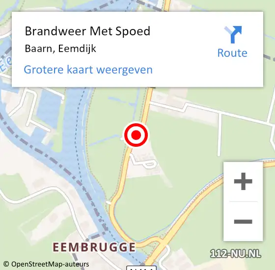 Locatie op kaart van de 112 melding: Brandweer Met Spoed Naar Baarn, Eemdijk op 20 juli 2014 12:04