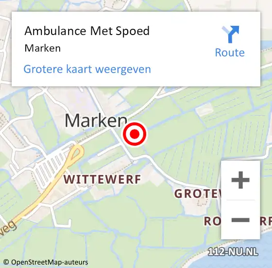Locatie op kaart van de 112 melding: Ambulance Met Spoed Naar Marken op 17 juni 2022 00:15