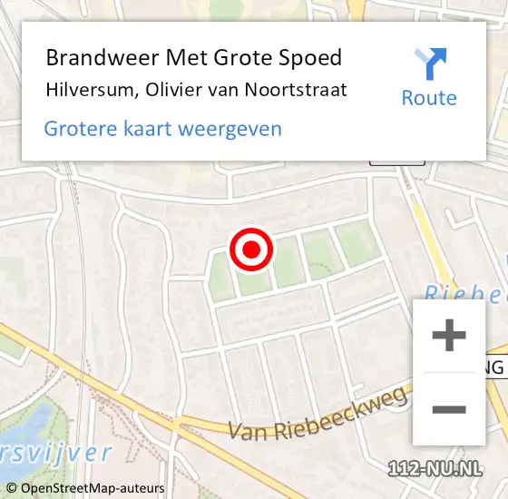 Locatie op kaart van de 112 melding: Brandweer Met Grote Spoed Naar Hilversum, Olivier van Noortstraat op 17 juni 2022 00:31