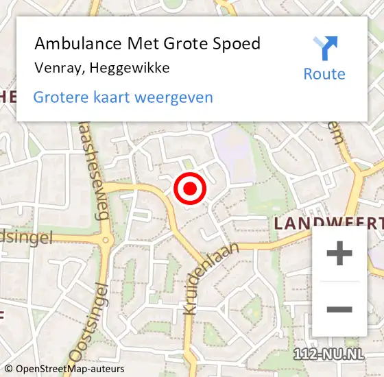 Locatie op kaart van de 112 melding: Ambulance Met Grote Spoed Naar Venray, Heggewikke op 17 juni 2022 00:46