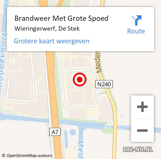 Locatie op kaart van de 112 melding: Brandweer Met Grote Spoed Naar Wieringerwerf, De Stek op 17 juni 2022 00:48