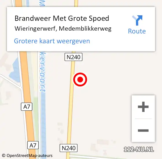 Locatie op kaart van de 112 melding: Brandweer Met Grote Spoed Naar Wieringerwerf, Medemblikkerweg op 17 juni 2022 00:57