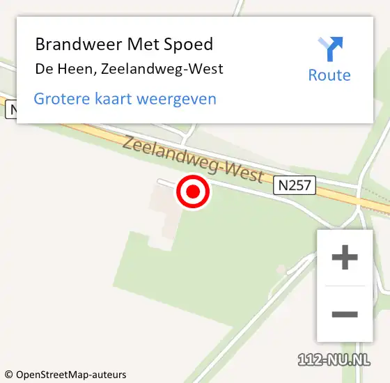Locatie op kaart van de 112 melding: Brandweer Met Spoed Naar De Heen, Zeelandweg-West op 17 juni 2022 01:16