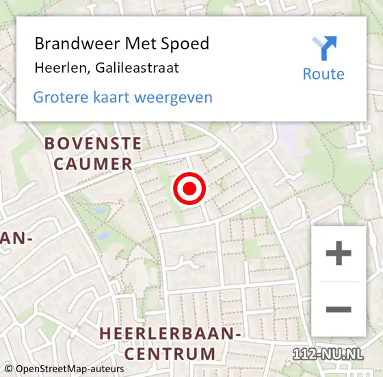 Locatie op kaart van de 112 melding: Brandweer Met Spoed Naar Heerlen, Galileastraat op 17 juni 2022 01:20