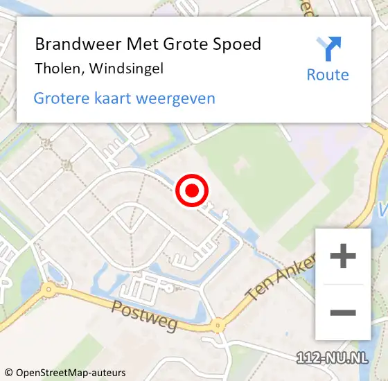 Locatie op kaart van de 112 melding: Brandweer Met Grote Spoed Naar Tholen, Windsingel op 17 juni 2022 02:04