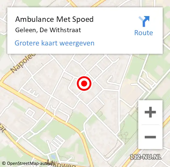 Locatie op kaart van de 112 melding: Ambulance Met Spoed Naar Geleen, De Withstraat op 8 oktober 2013 23:00