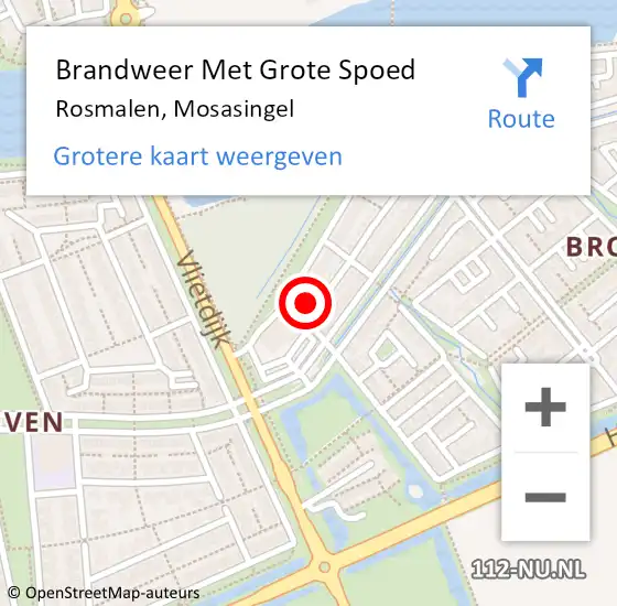 Locatie op kaart van de 112 melding: Brandweer Met Grote Spoed Naar Rosmalen, Mosasingel op 17 juni 2022 02:54