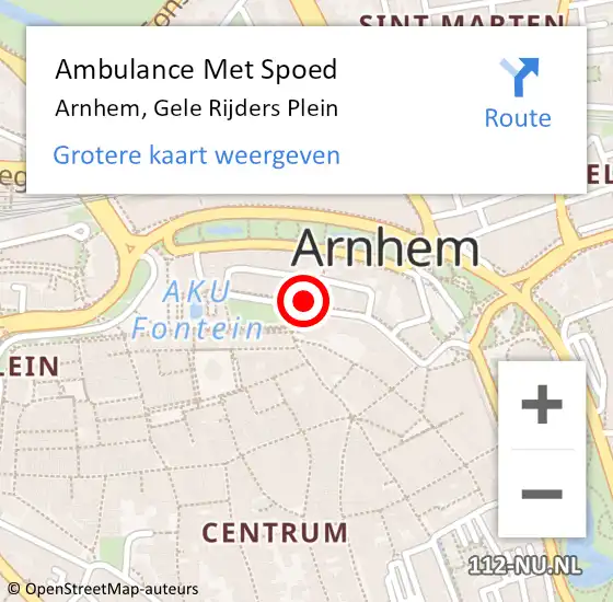 Locatie op kaart van de 112 melding: Ambulance Met Spoed Naar Arnhem, Gele Rijders Plein op 17 juni 2022 03:39