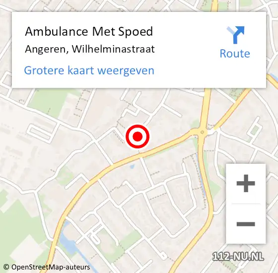 Locatie op kaart van de 112 melding: Ambulance Met Spoed Naar Angeren, Wilhelminastraat op 17 juni 2022 03:57